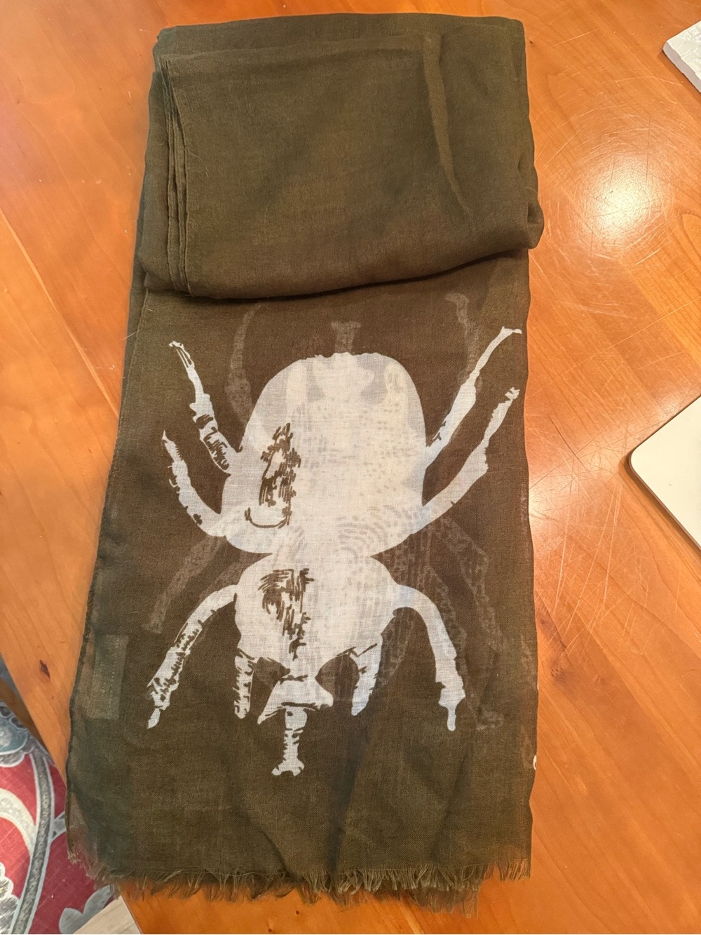 India Hicks designer brown& off white beetle scarf. 40” wide; 75” long ;